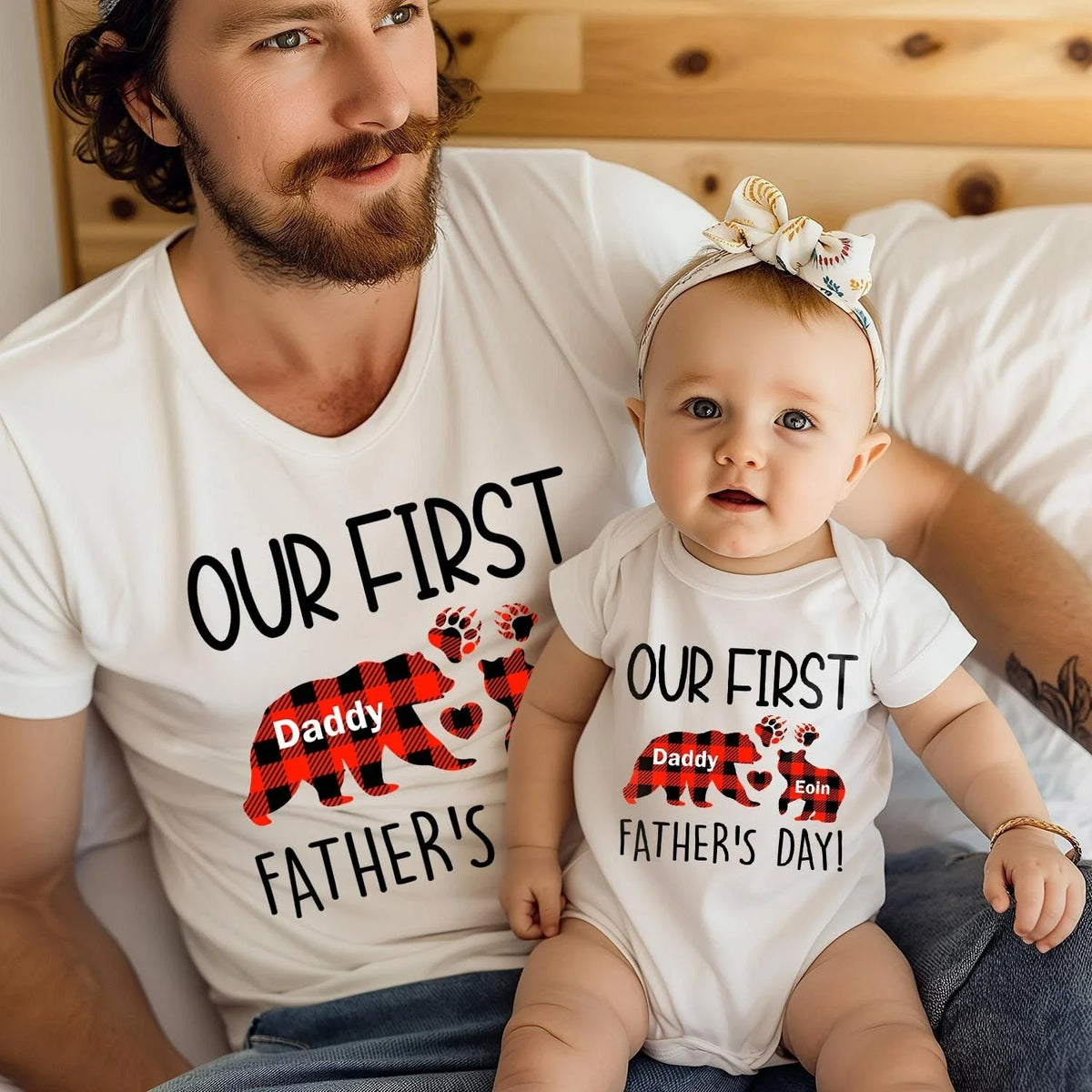 TSHIRT (1192) Our First Father's Day Kids Child Dad Birthdy Baby Matching Shirt Unisex