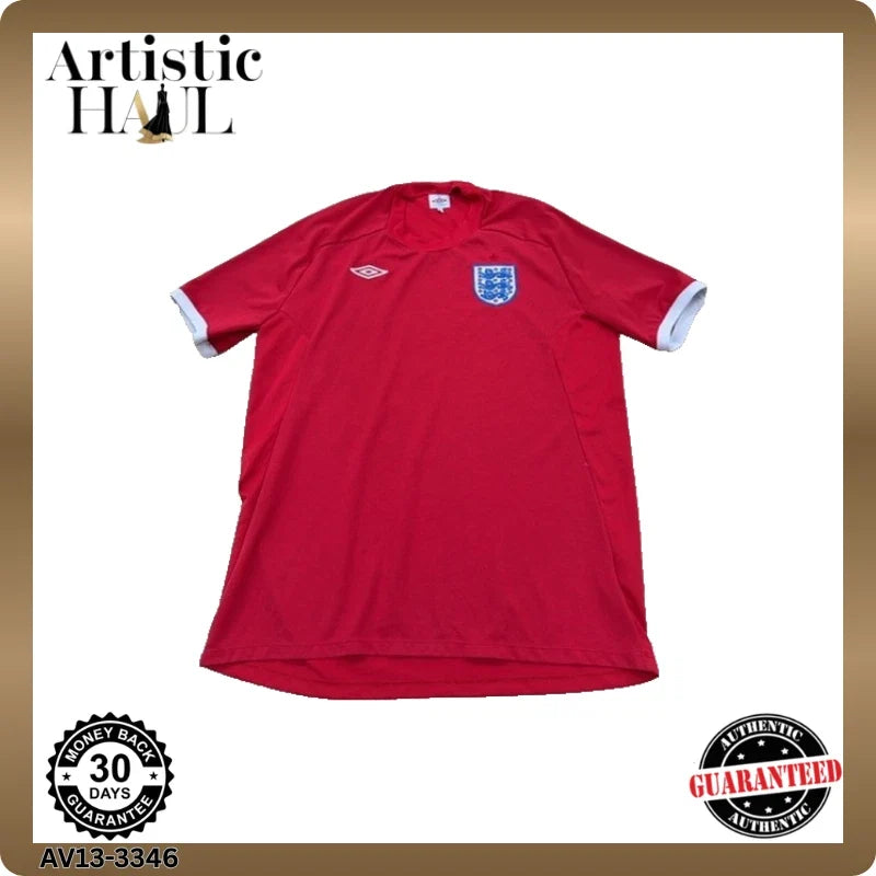 Umbro Men's Red England Football Jersey Size 44 EU Vintage Soccer Shirt Unisex