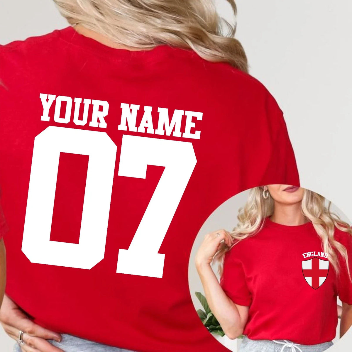 Personalized England Custom Name Number Soccer Team Supporters Fans Top Unisex
