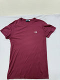 Fred Perry T Shirt Mens M Burgundy Cotton Crew Neck Unisex