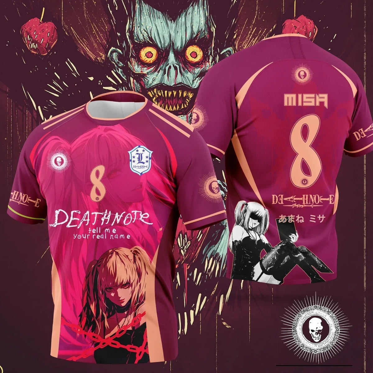 Death Note ANIME Football s Quick Dry Polyester Breathable Tees Unisex