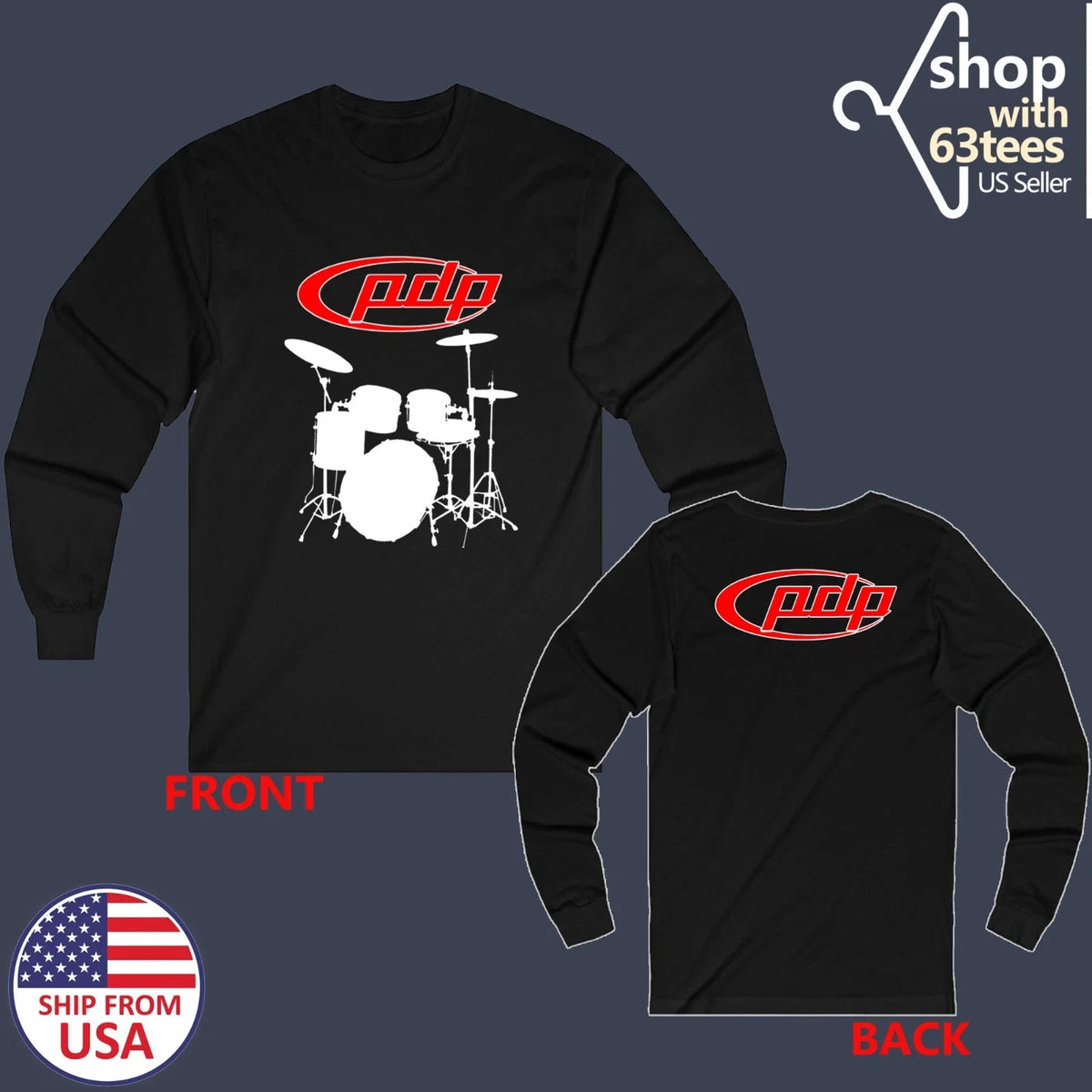 PDP Drums Men's Black Size S to 3XL Unisex
