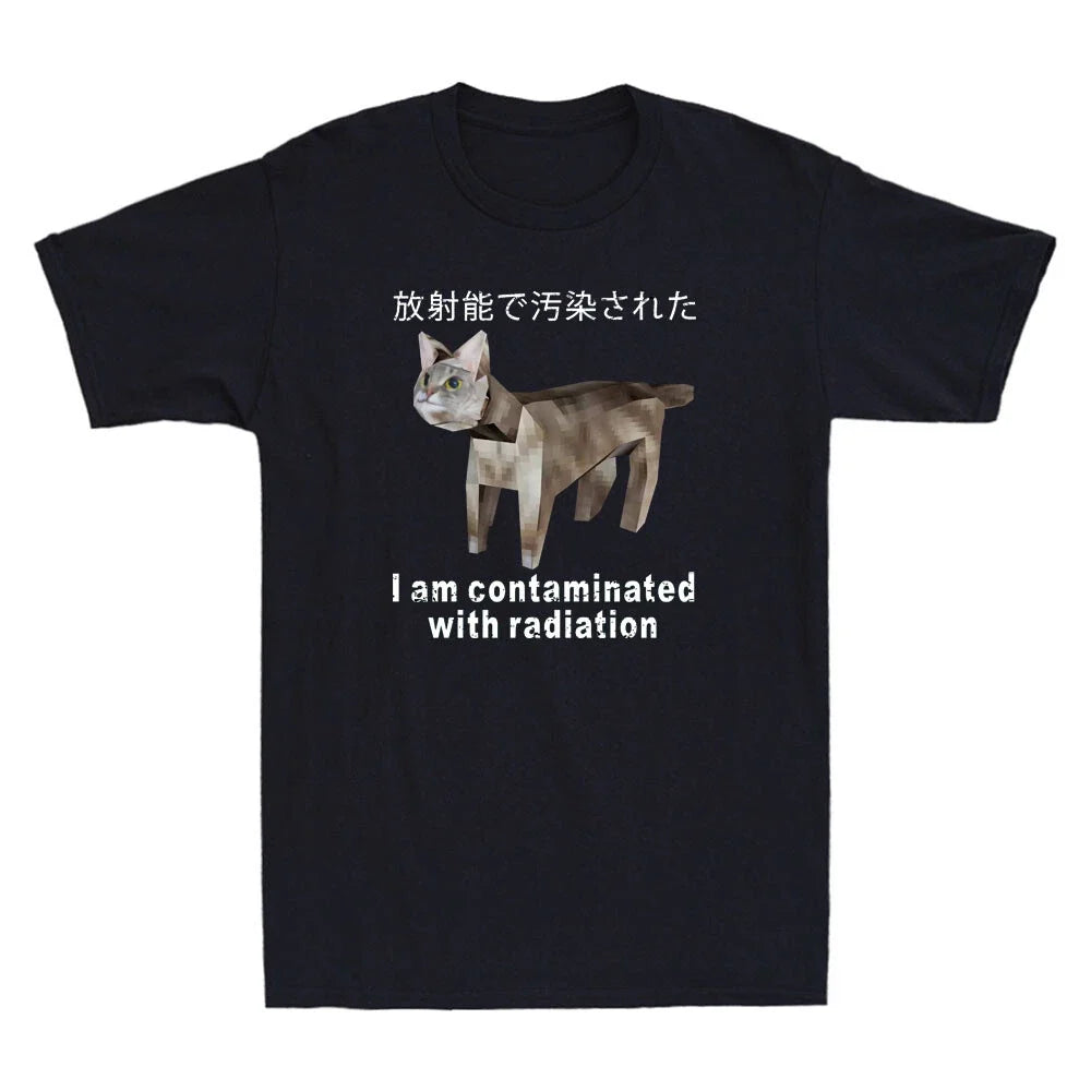 I Am Contaminated With Radiation Funny Japanese Cat Meme Vintage Men's Unisex