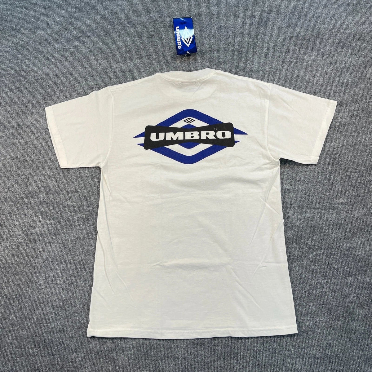 NWT Vintage 90s UMBRO Logo Sportswear Shirt Medium 19x28 White Deadstock Unisex
