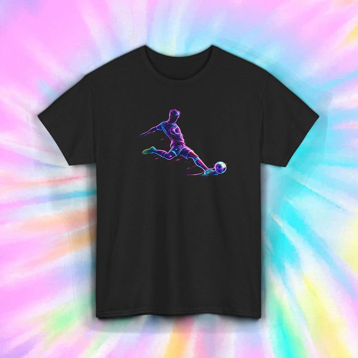 Soccer Player Neon Graphic Football Futbol Sports Athlete Tee S-5XL Unisex