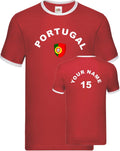 Personalised Portugal Football Ringer Soccer Fans Sport Flag Badge Gift Unisex