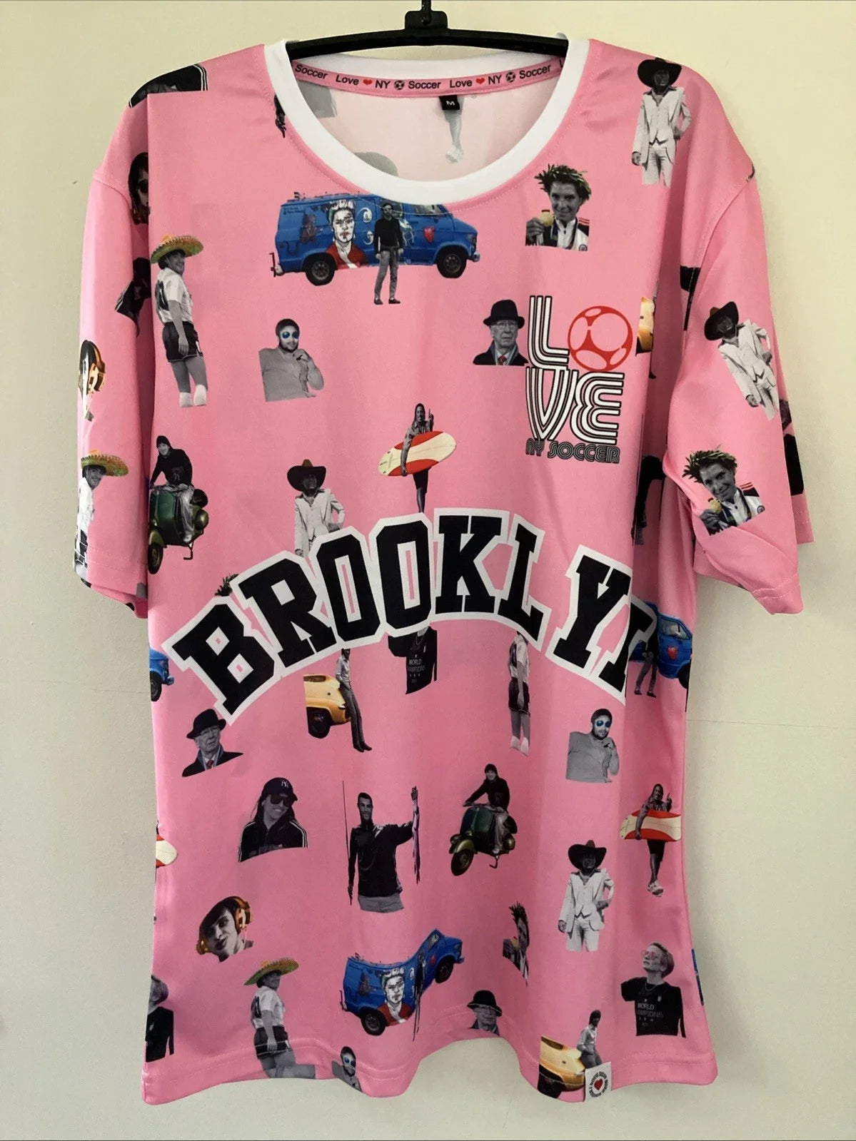 Brooklyn Love NYC Soccer Football Custom Uniform Player Shirt #4 Pink M 40" Unisex