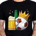 Football Beer Crown Graphic Soccer Fan Pub Drinking Matchday Funny Tee Unisex