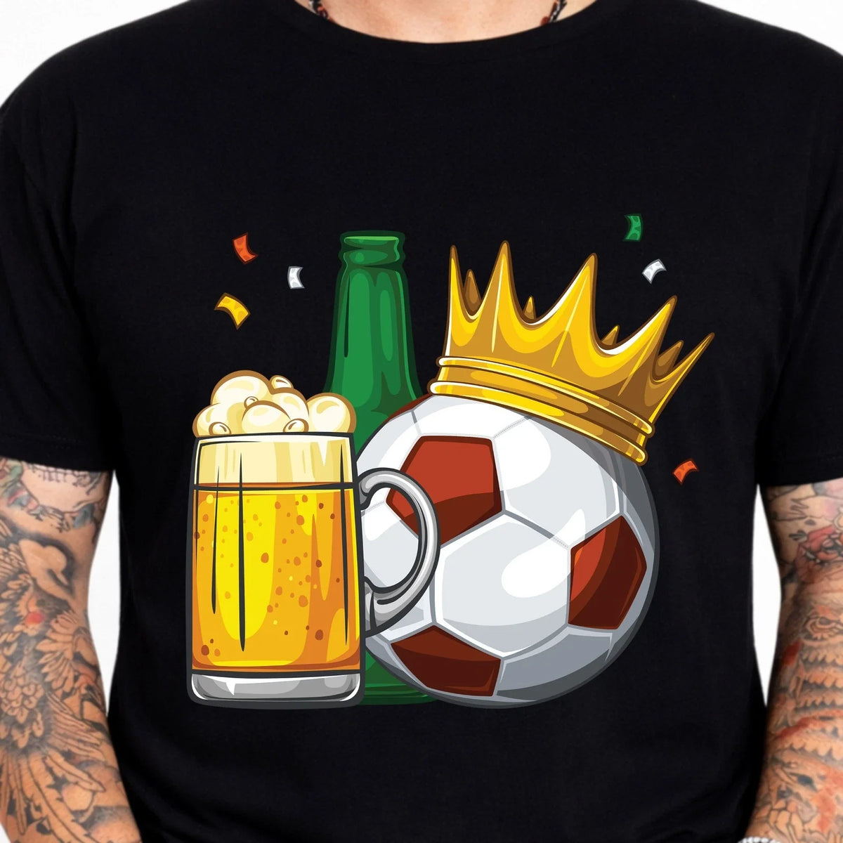 Football Beer Crown Graphic Soccer Fan Pub Drinking Matchday Funny Tee Unisex
