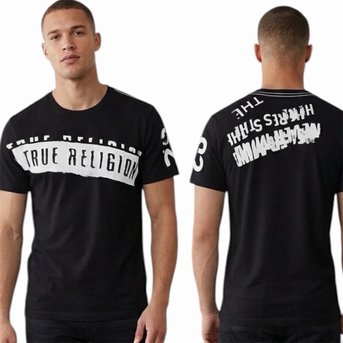 $69 TRUE RELIGION Black STENCEL Short Sleeve Graphic NWT Unisex