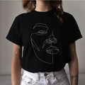 Abstract Face T Shirt, Art Single Line Drawing, Aesthetic Minimalist Unisex Tee Unisex