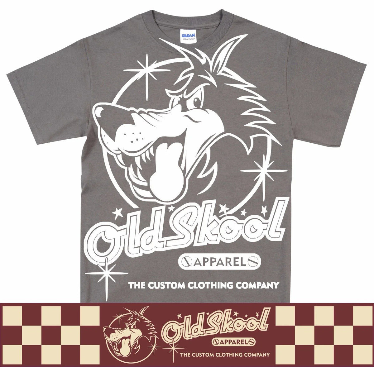 OldSkool White Wolf Design Retro Classic Car T Shirt Hot Rod Biker S-5XL Unisex