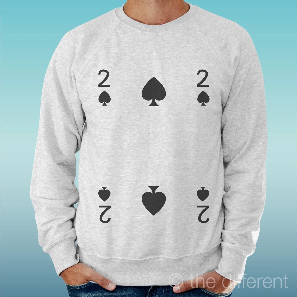 Felpa Man Light Sweater Light Grey " 2 Of Spades " Road To Happiness Unisex