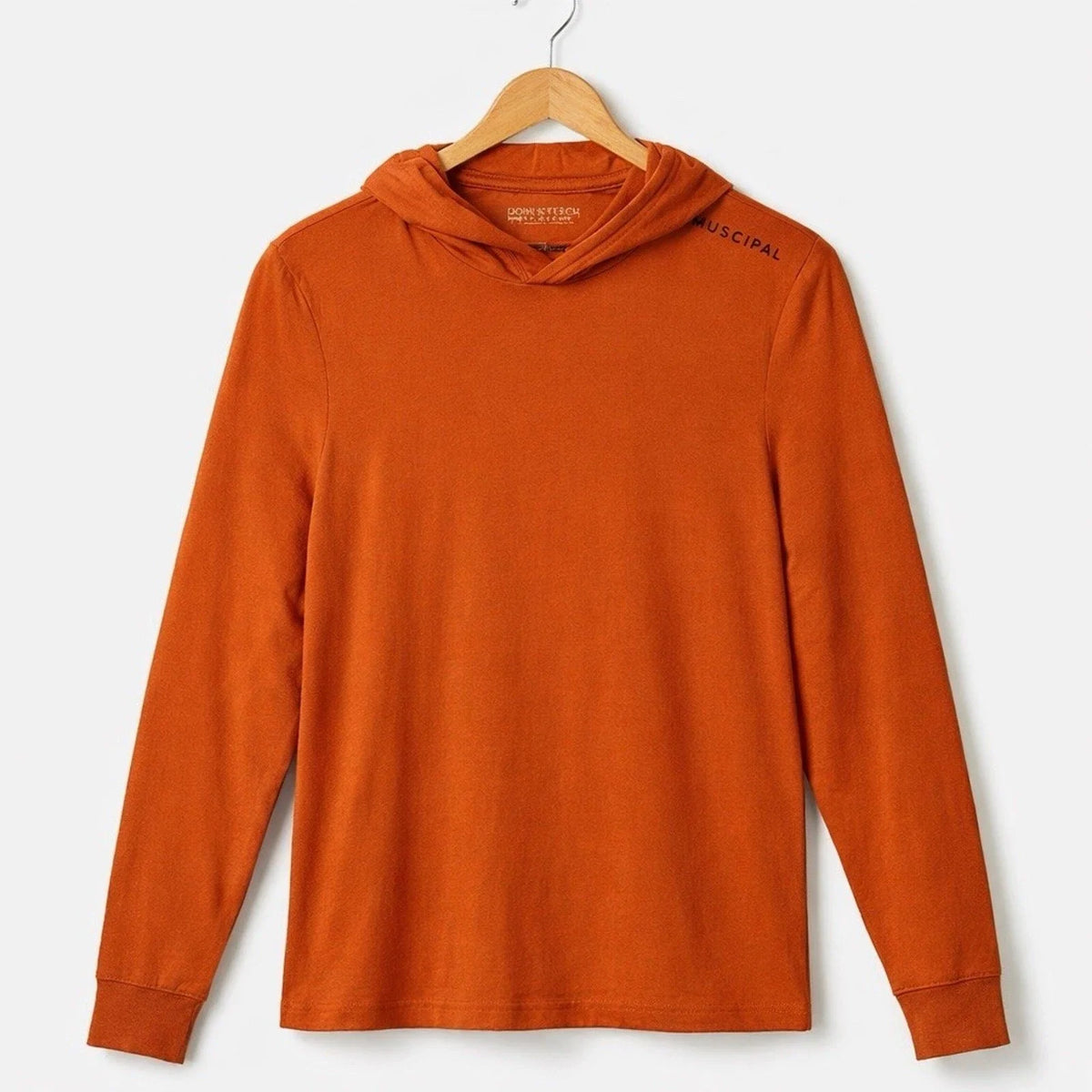 Municipal Sport Utility Gear Mens L Enduro Stretch LS Hooded T Orange Athleisure Unisex