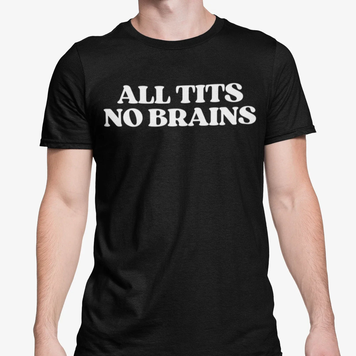 All Tit s No Brains T Shirt Funny Big Boobs Joke Large Breast Friend Top Present Unisex