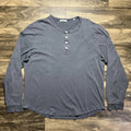 Buck Mason Long Sleeve Henley Shirt Men's XL Charcoal Gray Curved Hem EUC Unisex