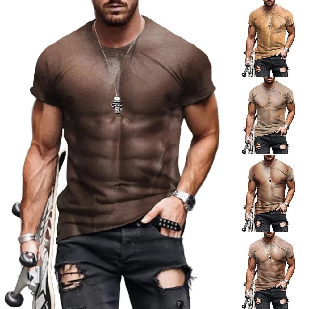 Funny Muscle Printed Humor Shirt 95% Polyester Fabric Casual Wear Unisex