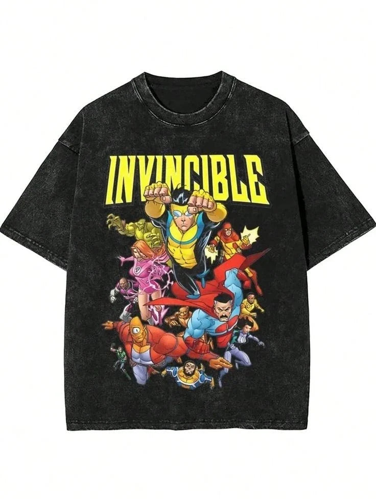 Invincible Superhero Comic Vintage Wash T shirt Unisex