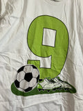 Soccer Number 9 Parent Fan Shirt White Green XL C28 Unisex