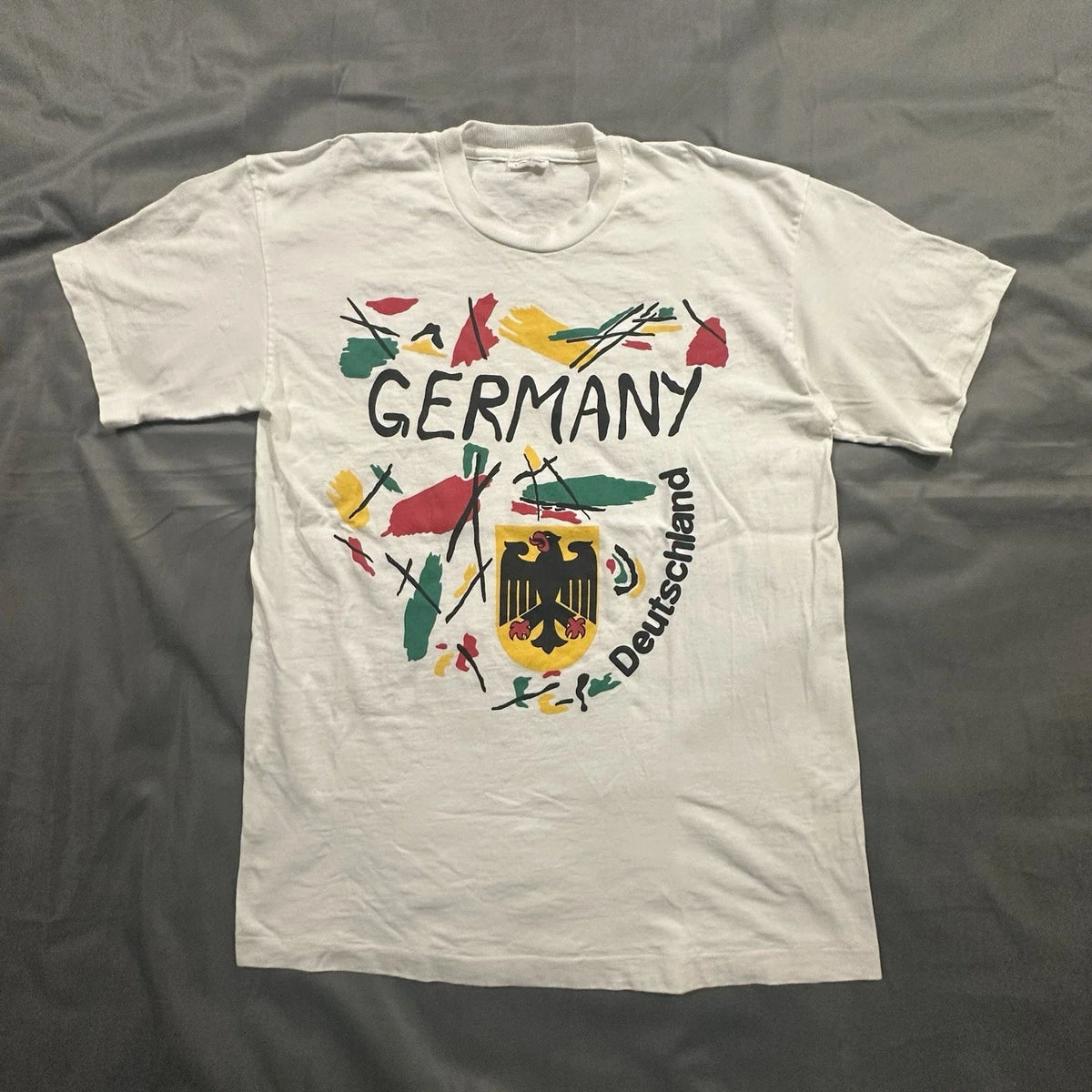 Vintage 90s Germany Deutschland Shirt Mens Large White Soccer Graphic Print Unisex