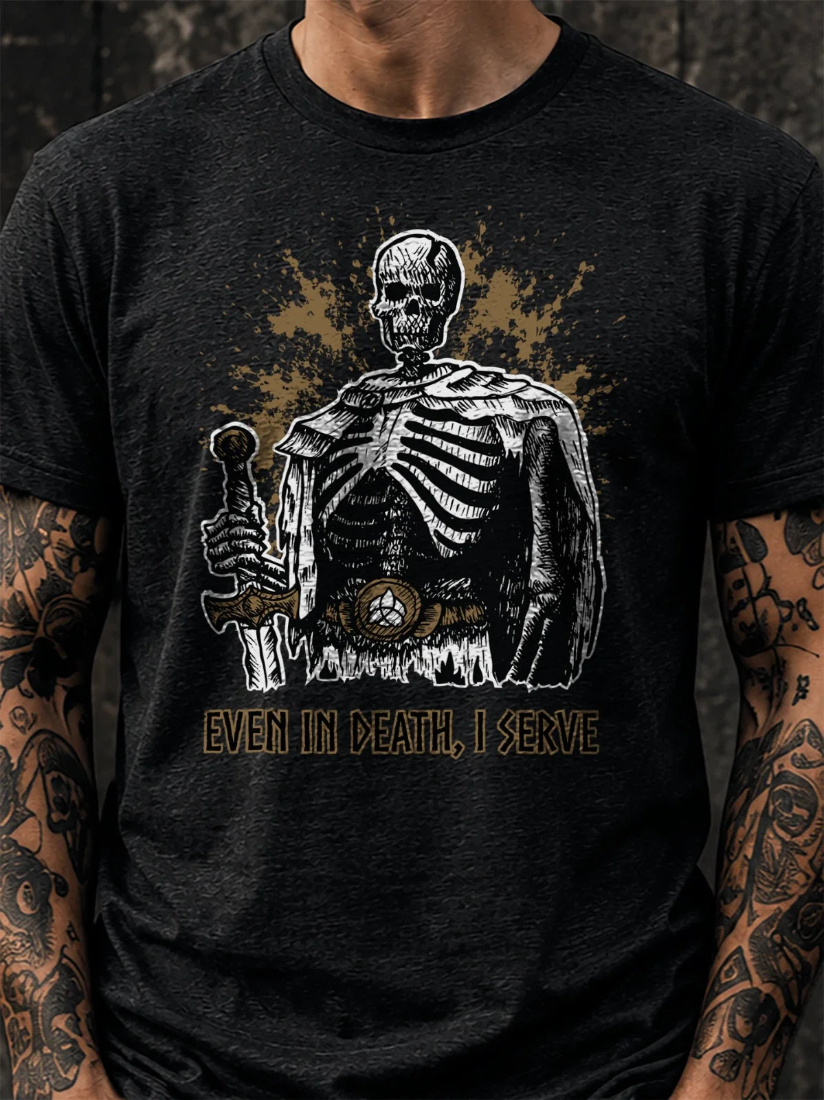 Dark Fantasy Skeleton Warrior Shirt, Gothic Streetwear Tee Unisex
