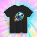 Soccer Ball Shirt Rainbow Splash Neon Sports Game Player Gift Tee S-5XL Unisex