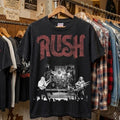 HOT Rush Band Shirt Vintage Black Distressed Red Logo Reprint Unisex