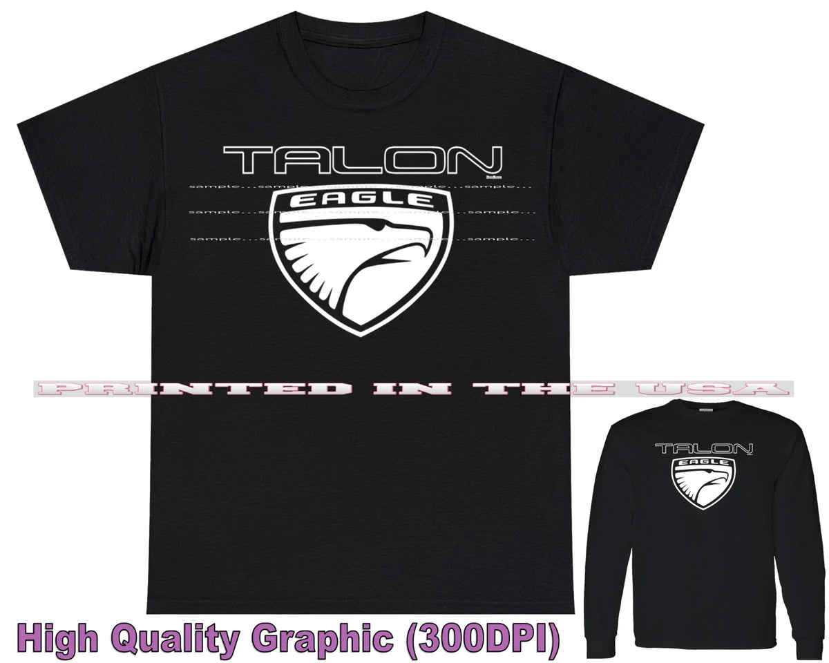 Eagle Talon Classic Car Logo Black Outline DigiRods Custom Car Black T Shirt Unisex