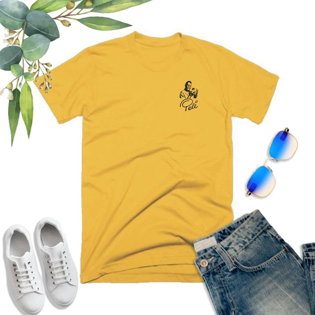 Pele T Shirt Pocket King Football Legend GOAT Brazil Brasil Soccer Fans Gift Top Unisex