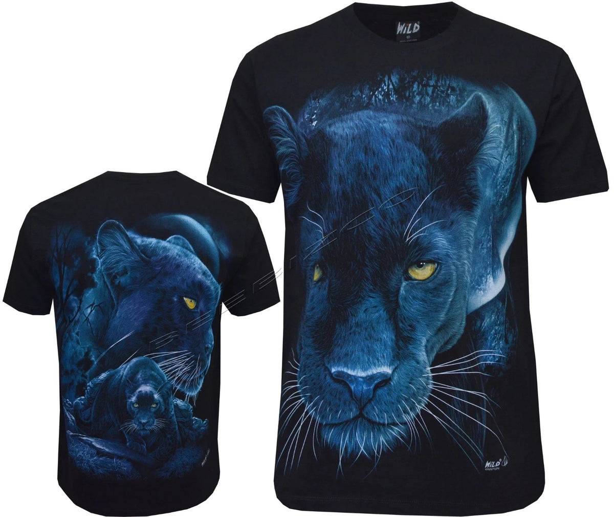 New Black Panther Biker 100% Cotton Black T- Shirt, Front & Back Print M - 3XL Unisex