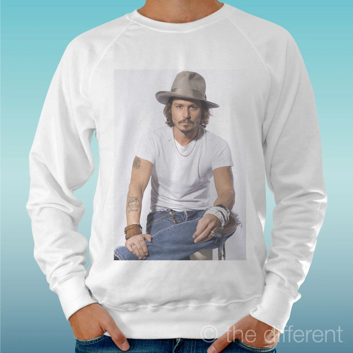 Felpa Man Light Sweater White " Johnny Depp Film Movie " Road To Happiness Unisex