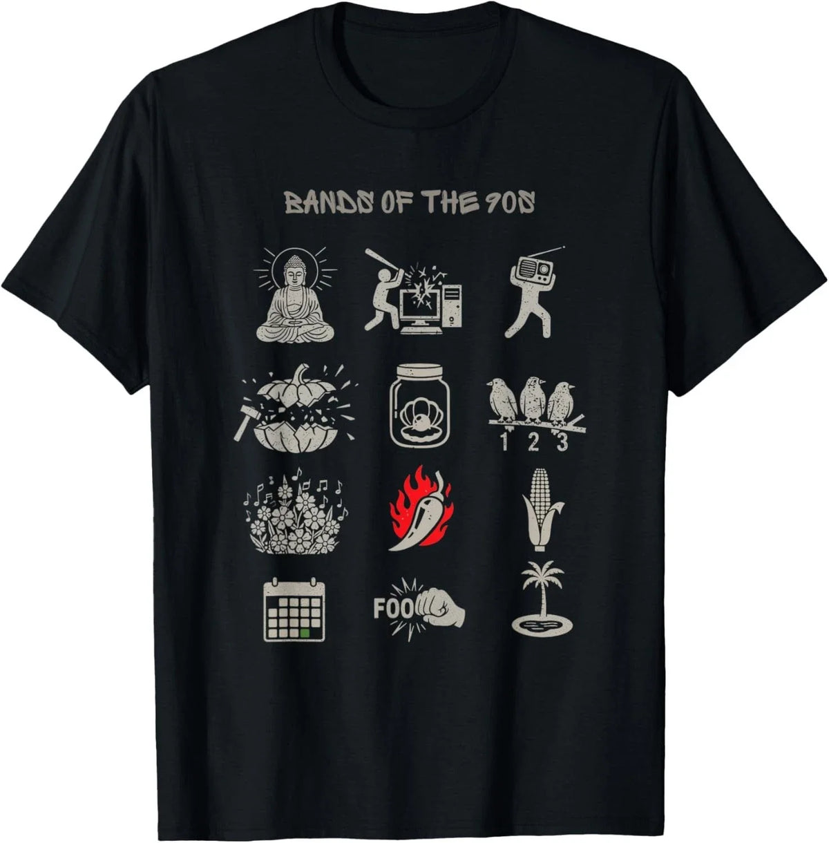 Vintage Popular Bands of The 90s Funny Retro Rock Minimalist unisex Tee Unisex