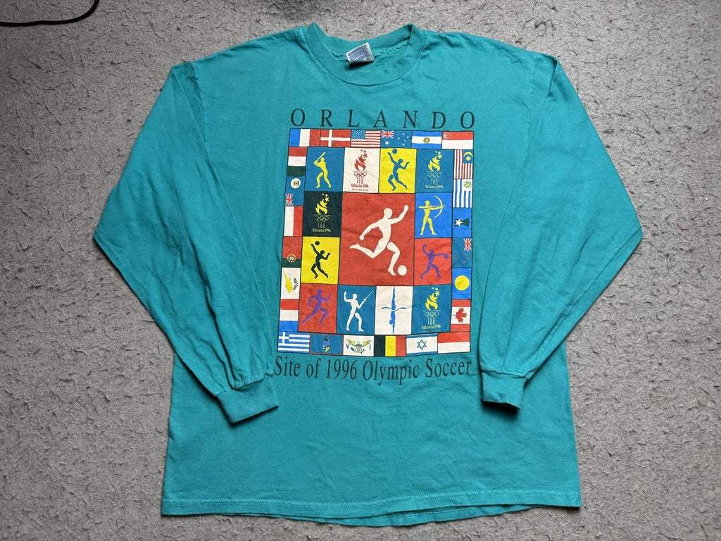 Vintage Hanes Orlando Shirt Mens XL Green Site Of 1996 Olympic Soccer Tee Unisex