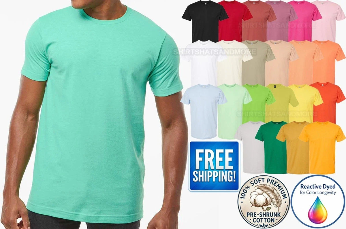 Mens Fine Jersey Tee 100% Super Soft Premium Pre-Shrunk Cotton XS-5XL Unisex