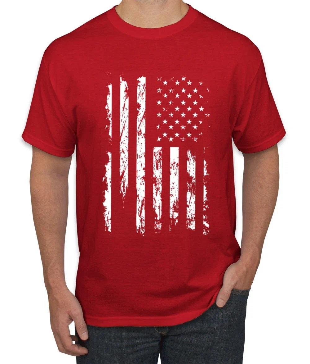 Merica White USA America Flag Distressed Men Tshirt Unisex