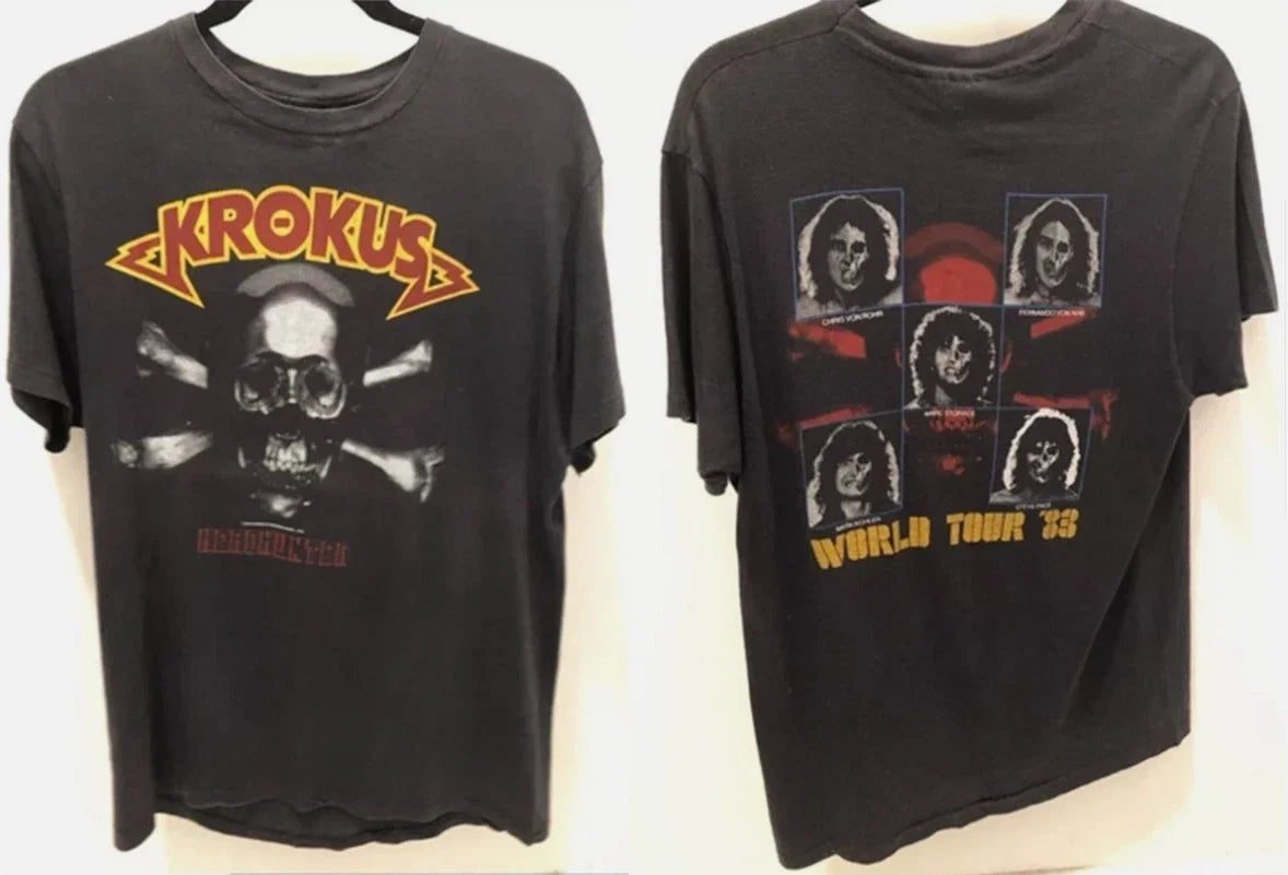 Krokus HeadHunter 2 side -shirt 1983 Rock Tee Size S-5XL Unisex