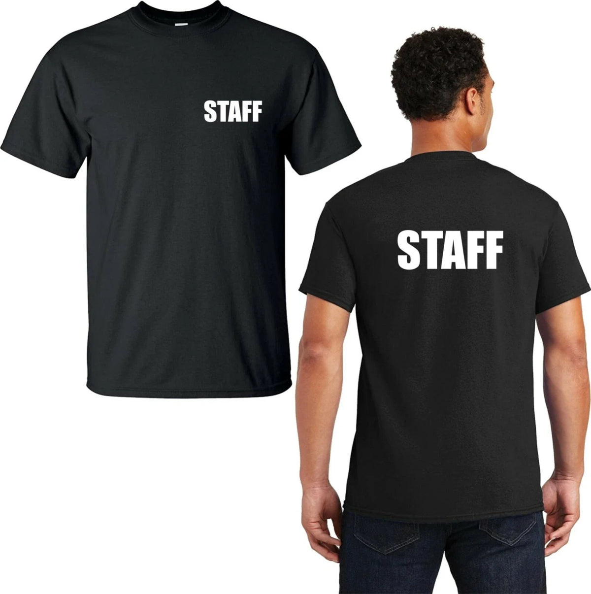 Staff Men's With Back Print Employee Party Security Men's Tee Shirt Top Unisex