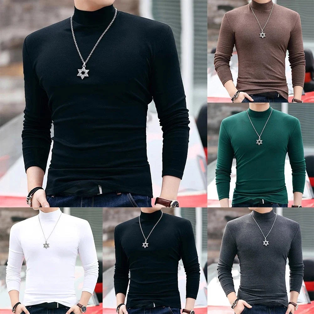Sleek and Simple Men's Casual Thermal Tee with Elegant Neckline Design Unisex