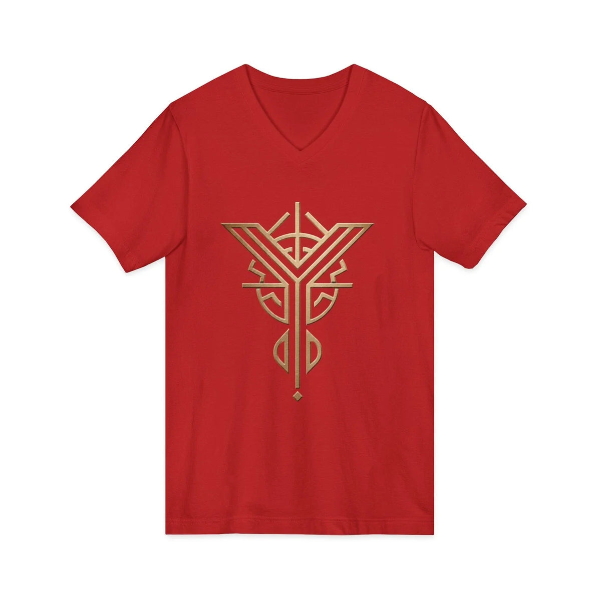 Geometric Sigil V-Neck Tee Gold Line Art Unisex
