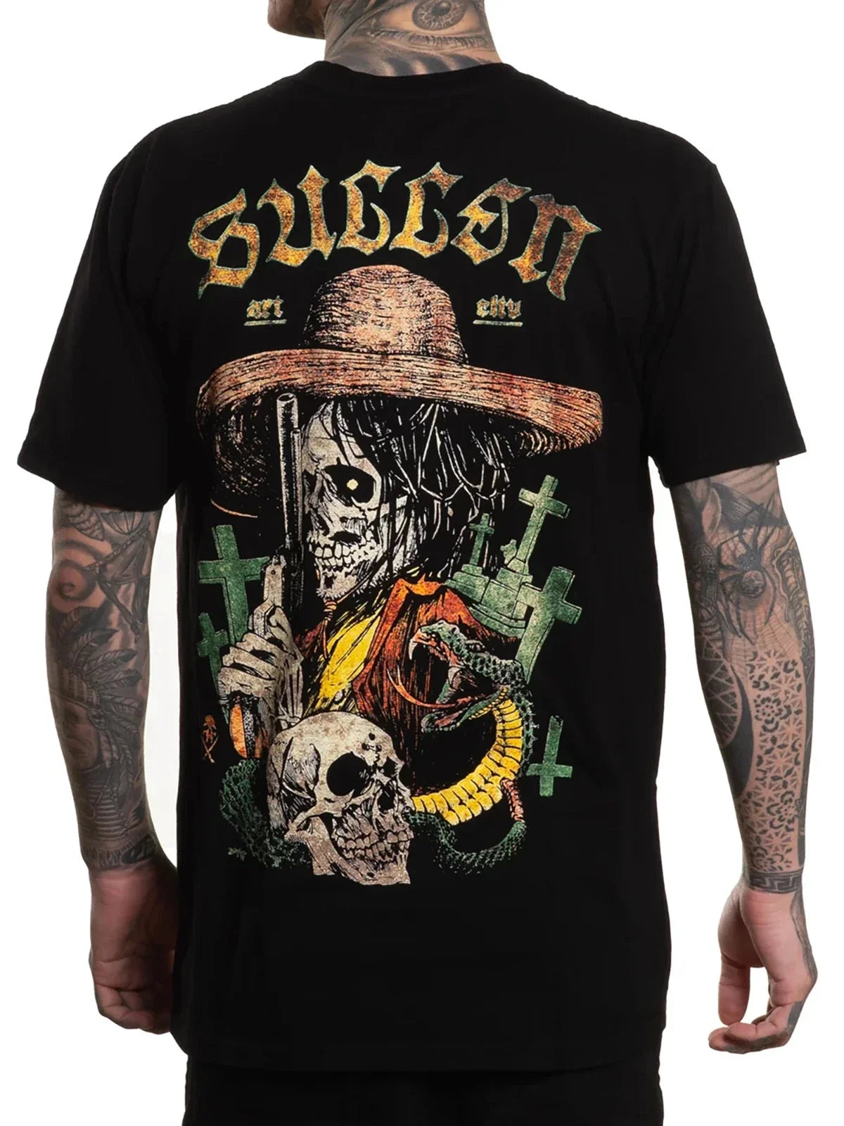 Sullen Men's Tumba Short Sleeve Premium Tattoo Style Cowboy Skull Tee Unisex