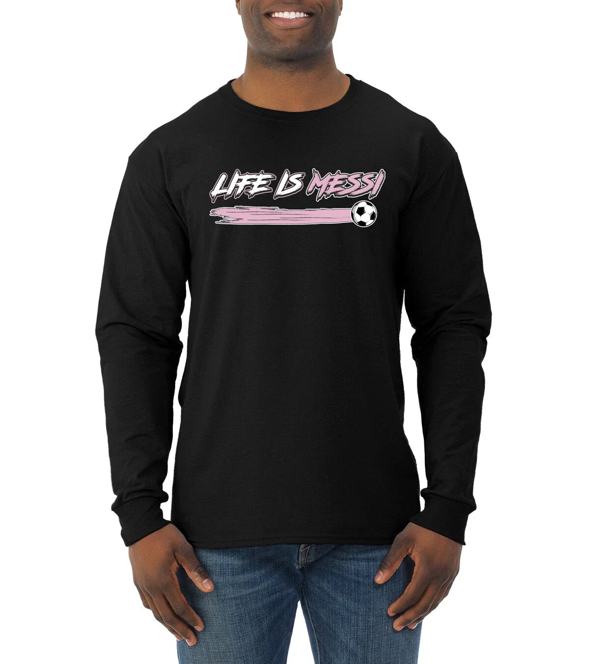 Life Is Miami Soccer GOAT Sports Men Long Sleeve Shirt Unisex