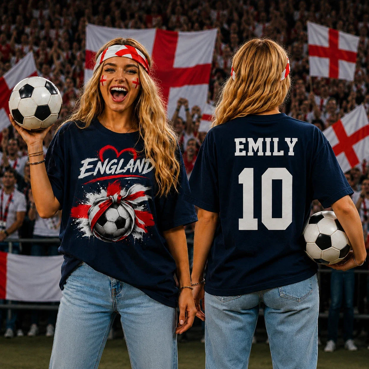 Personalised England Football T Shirt, Custom Name Number Supporter Tee Unisex