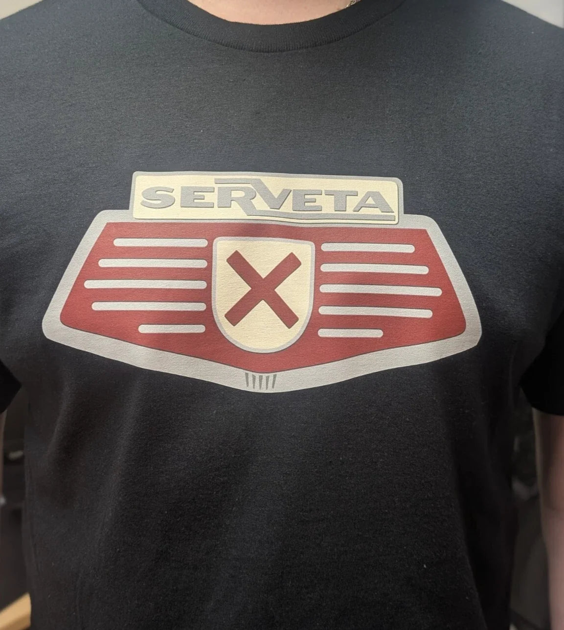 SERVETA classic scootering t shirt. Heavy cotton - Black Unisex