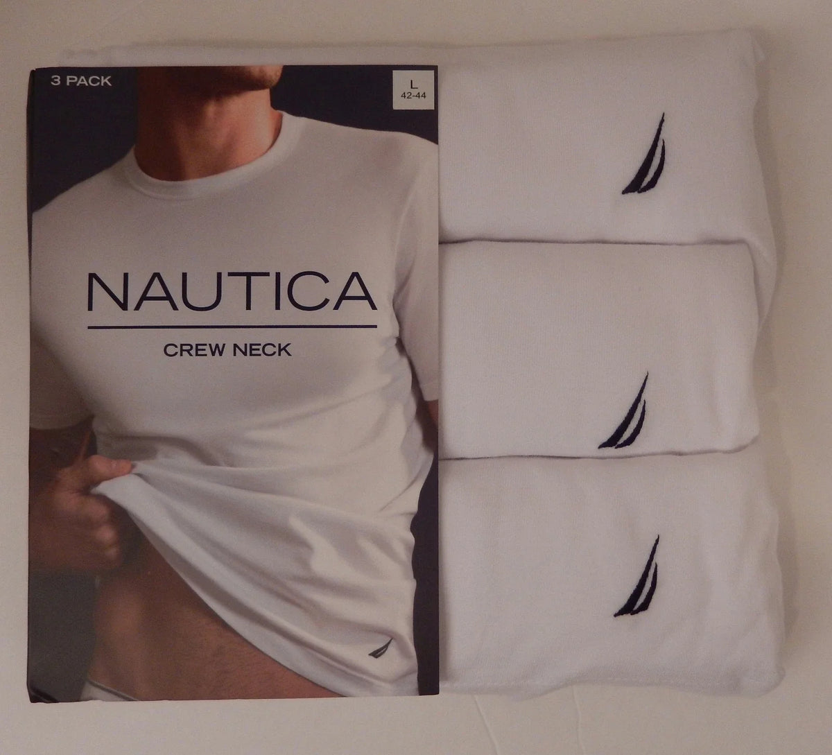 3 GENUINE NAUTICA MENS COTTON WHITE CREW-NECK S M L XL XXL S UNDERSHIRTS Unisex