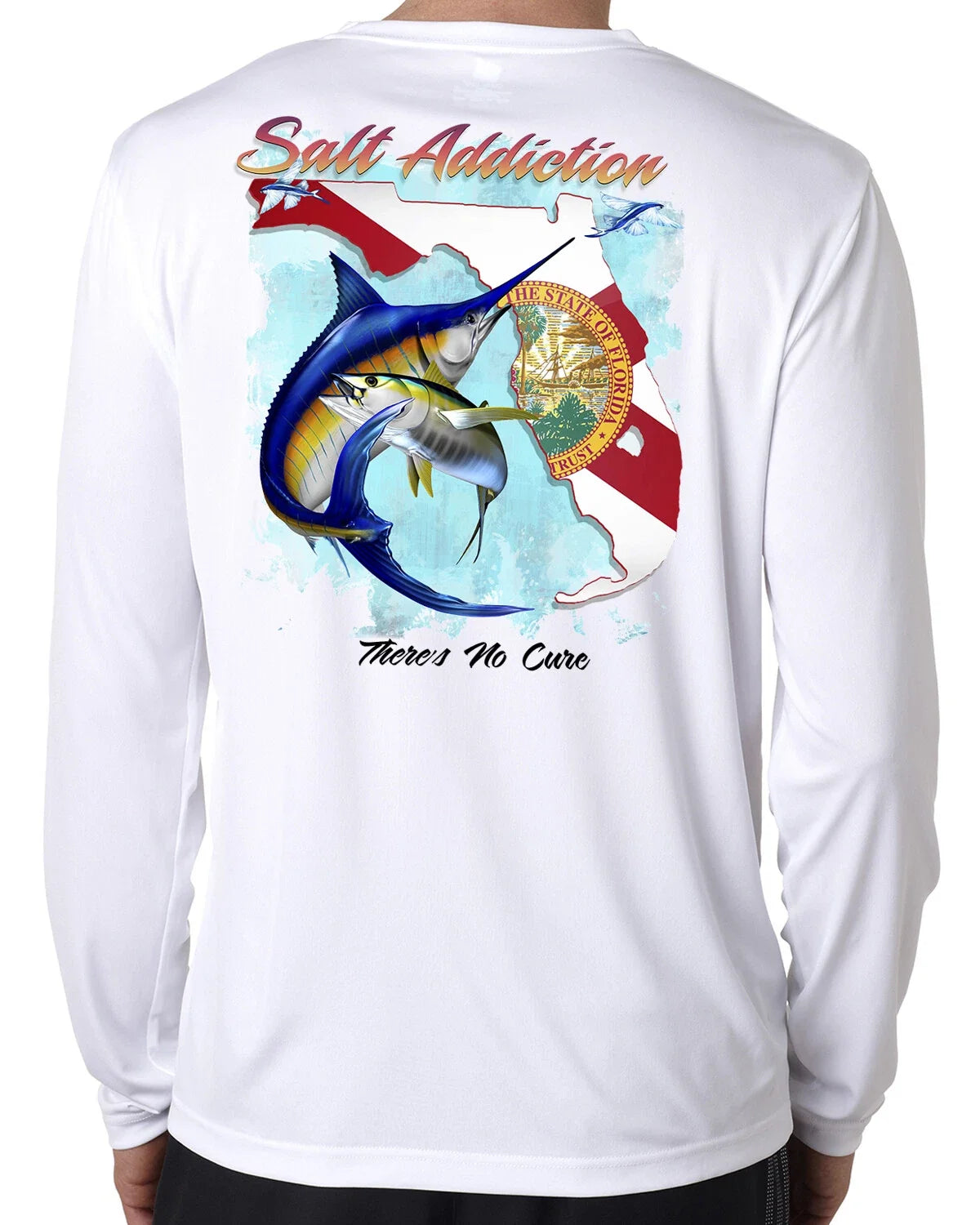 Salt Addiction t shirt long sleeve microfiber ocean fishing uv 50+ Florida flag Unisex