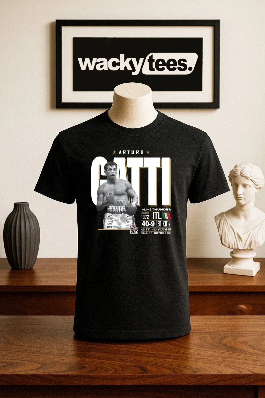 Arturo Gatti aka Thunder WBC Champion Tale of the Tape Graphic Tee Shirt Unisex