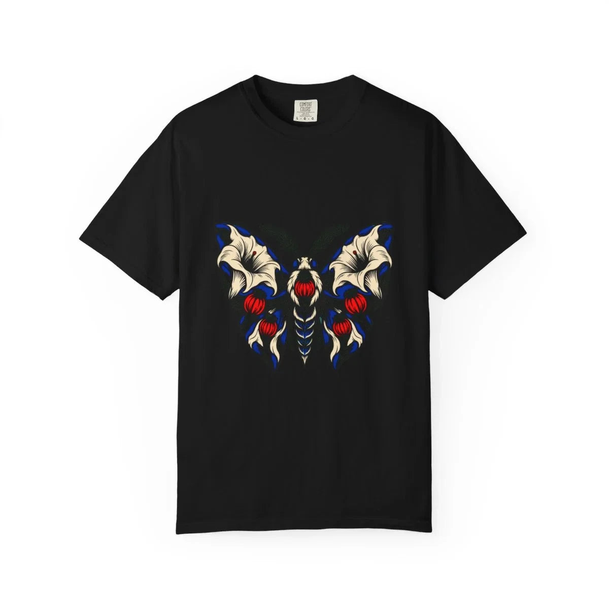 Datura Moth Graphic T-Shirt Black Front Print Comfort Colors 1717