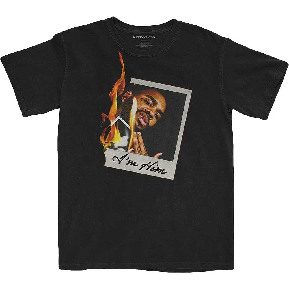 Men's Kevin Gates Polaroid Flame Slim Fit Small Black Unisex