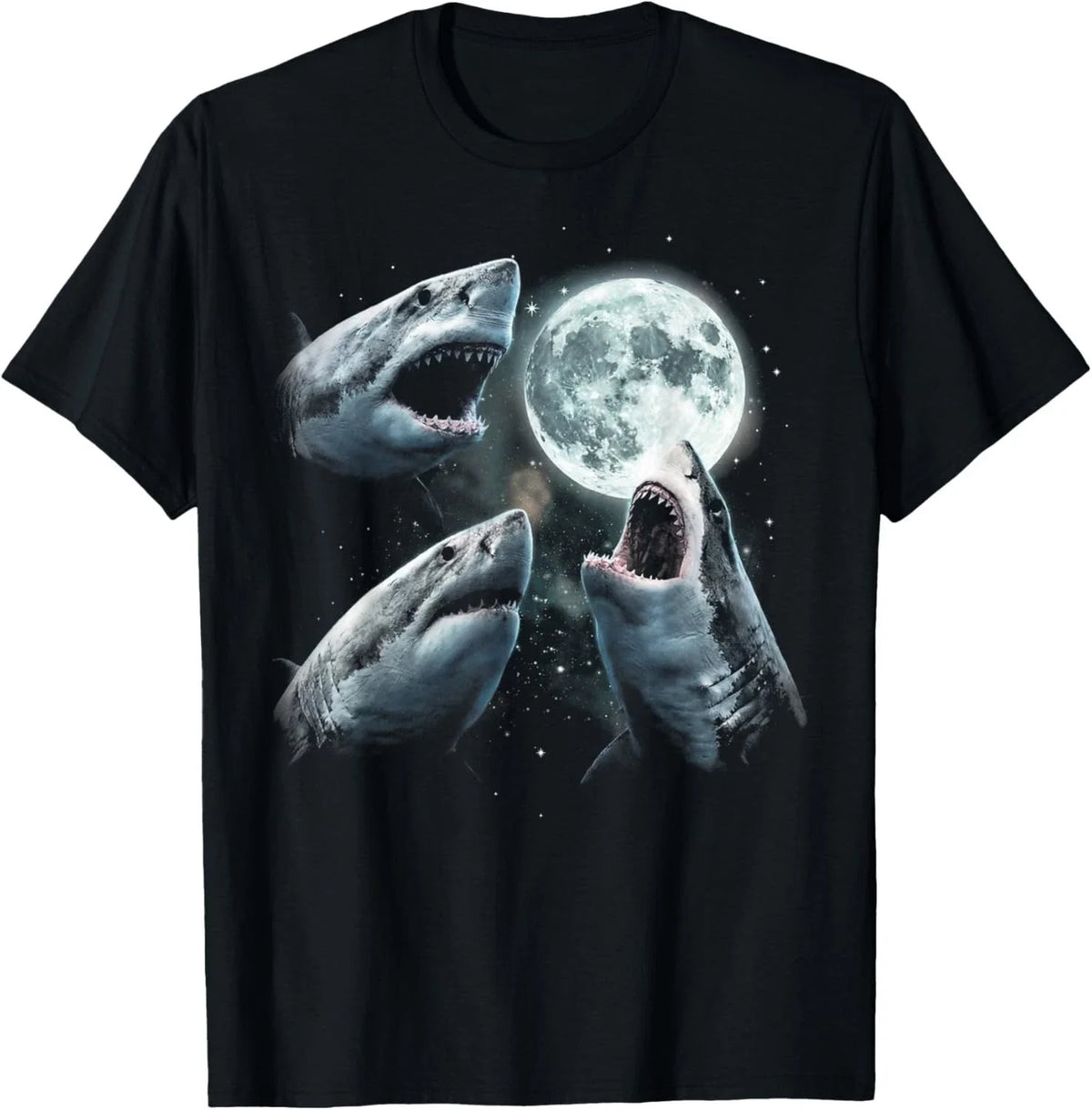 Funny Shark Howling at Moon Vintage 90s Graphic unisex Unisex
