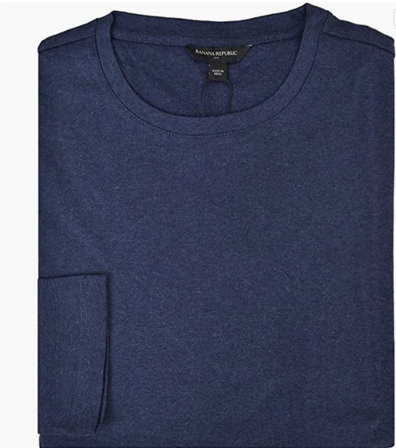 MENS XL BANANA REPUBLIC LUXE TOUCH PERFORMANCE SHIRT LONG SLEEVE PREPPY NAVY NWT Unisex